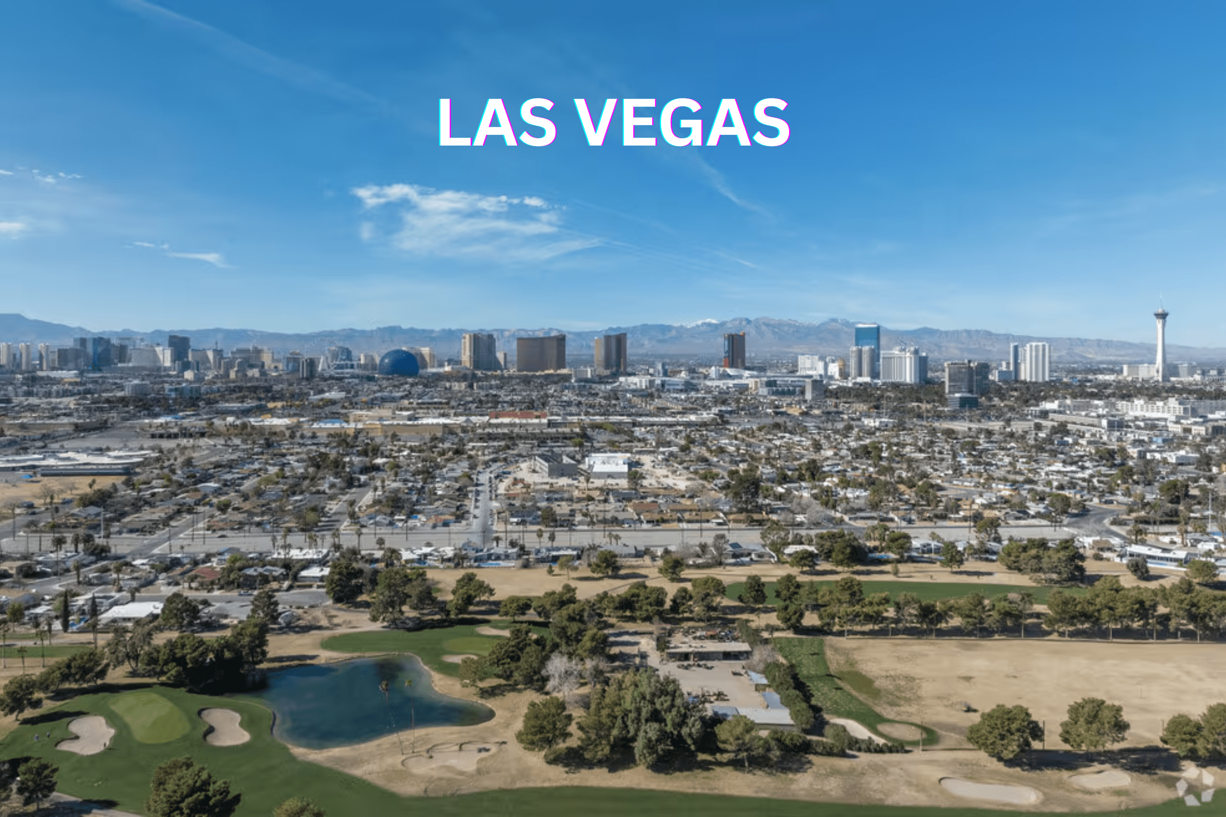 Aerial view of Las Vegas, Nevada representing Poo Pickers’ dog waste removal service area